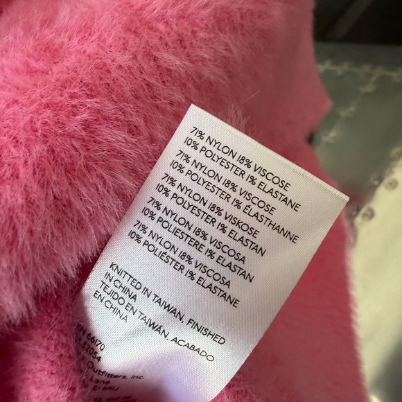 Anthropologie Vibrant Pink Mock Neck Fuzzy Sweater - Picture 11 of 11